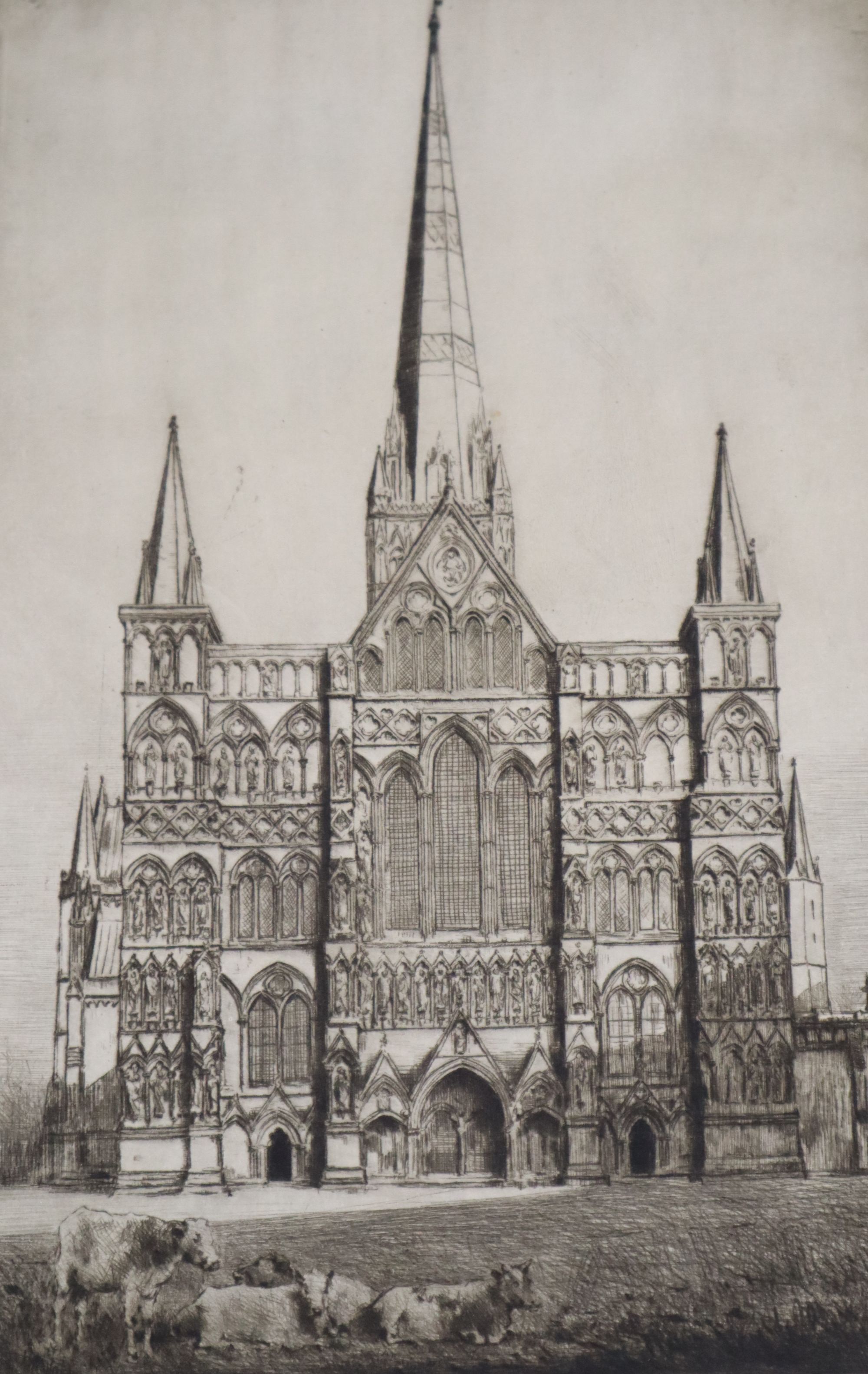 Mortimer Luddington Menpes (1855-1938), five unframed monochrome etchings with drypoint, 30 x 23.5cm (largest)